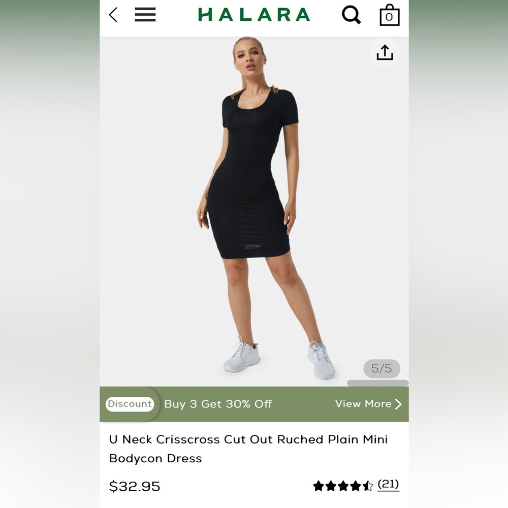 Halara black cutout ruched butt dress.